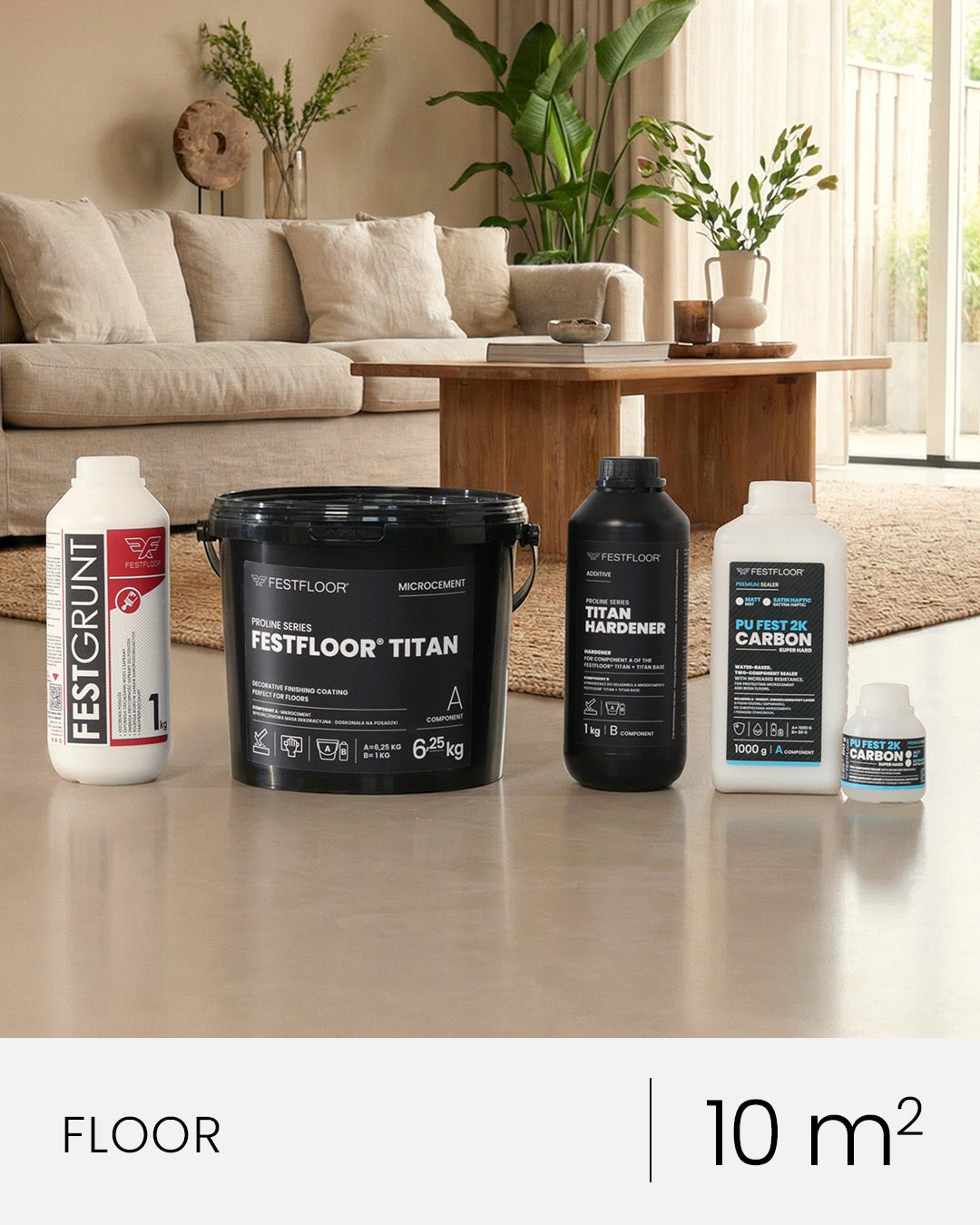 Sada betonové stěrky na podlahy FESTFLOOR TITAN - 10m²